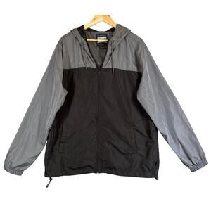 Beautiful Giant Windbreaker Mens XL Black Grey Full Zip Lightweight Packable